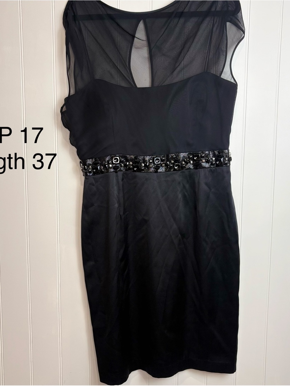 Hoglund New York Black Beaded Mesh Cocktail Dress Size 8 - Picture 2 of 9